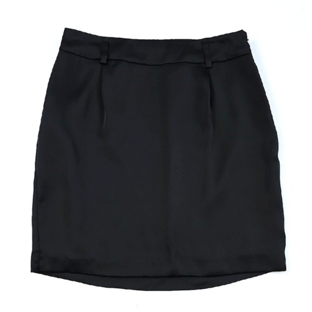 Mexx Women's Black Satin Lined Side Zip Fitted Pencil Mini Skirt 36